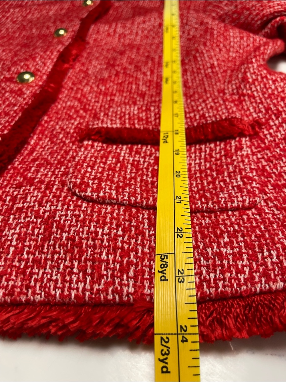 Talbots Red & White Tweed Collarless Blazer with Gold Buttons Womens Size 14 NWT - Picture 8 of 8